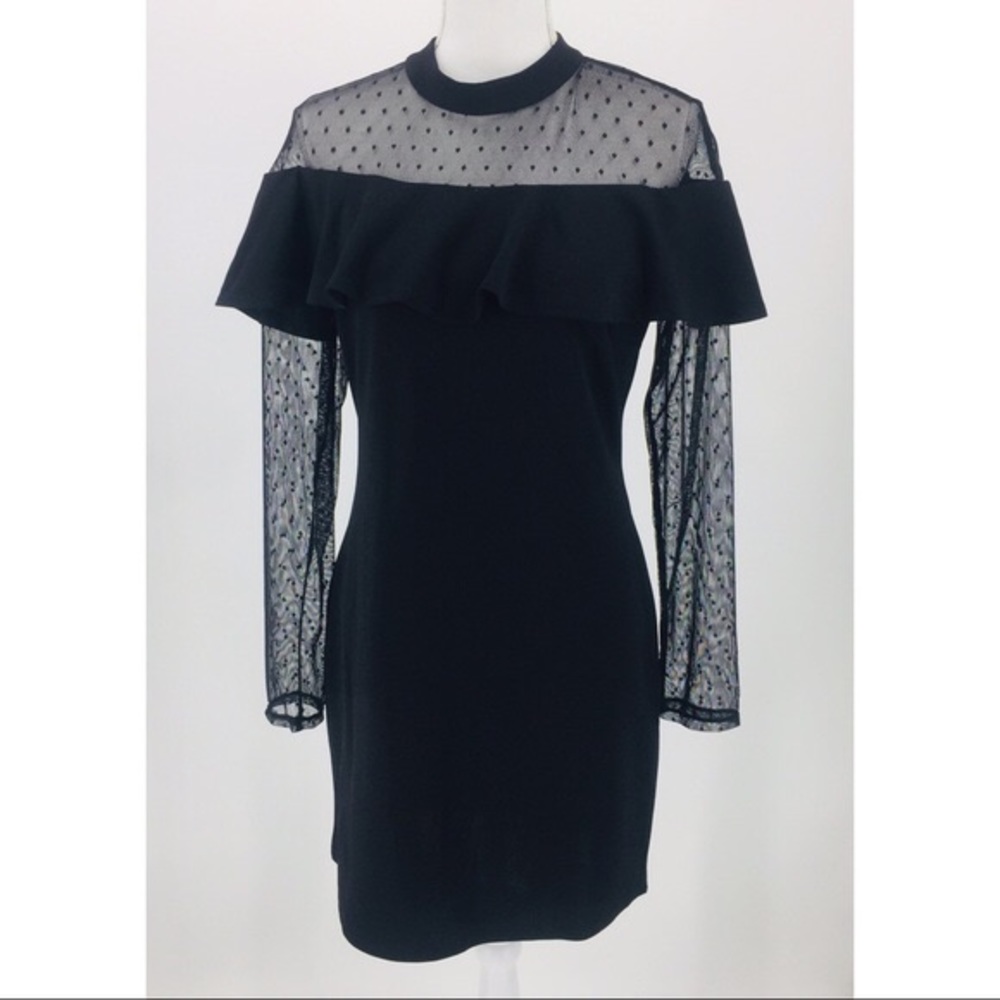Little black dress with shear sleeves